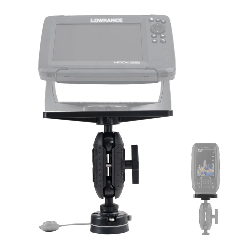 HITORHIKE Universal Fish Finder Mount for Kayak-with Transducer Arm Options,Ball Base,Dual Plates, Fits 9" Electronics,Compatible with Garmin/Lowrance/Humminbird(Basic Mount Set)