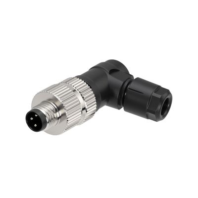ZBLZGP M8 3 Pin Waterproof Male Connector Quick Installation Cable Gland Screw Lock IP67 Protection Male Elbow Screw Crimp M8 Connector 1Pack