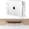 Haohaio Laptop Wall Mount Holder, Space-Saving Under Desk Laptop Mount with Cable Slots, Supports 1.26" Thick Devices, Compatible with iPad/MacBooks/Surface (Clear) view 1