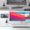 Haohaio Laptop Wall Mount Holder, Space-Saving Under Desk Laptop Mount with Cable Slots, Supports 1.26" Thick Devices, Compatible with iPad/MacBooks/Surface (Clear) view 4