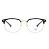 Shiratori Retro Eyebrow Frame Glasses for Men, Semi-Rimless Blue Light Blocking Glasses, Anti Blue Light Computer Glasses, Trendy Vintage Style Reading Glasses, Clear Lens Gold Black view 2