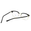 Shiratori Retro Eyebrow Frame Glasses for Men, Semi-Rimless Blue Light Blocking Glasses, Anti Blue Light Computer Glasses, Trendy Vintage Style Reading Glasses, Clear Lens Gold Black view 3