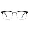 Retro Eyebrow Frame Glasses for Men, Semi-Rimless Blue Light Blocking Glasses, Anti Blue Light Computer Glasses, Trendy Vintage Style Reading Glasses, Non-Prescription Clear Lens Silvery Black view 2