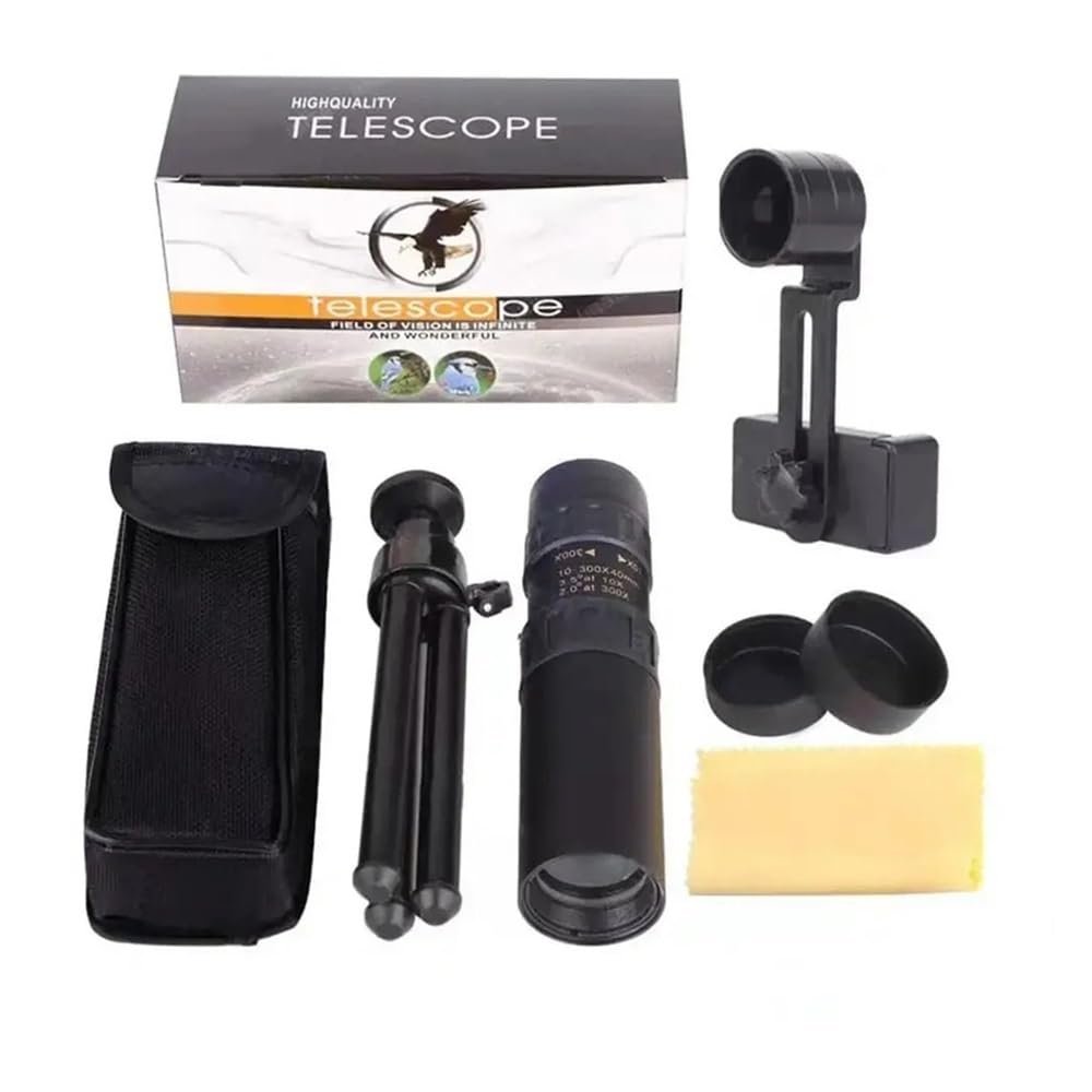 10-300X40 Metal Continuous Zoom Monocular Mobile Adjustable Telescope Camera Scope Outdoor W9H3(TypeB)