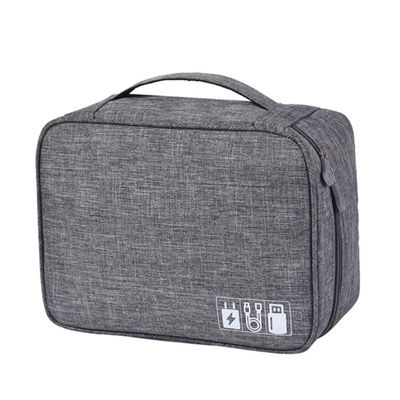 Angoily Polyester Data Cable Storage Bag Tech Bag Organizer for Travel Cable Carrying Case Electronics Accessories Organizer (grey)