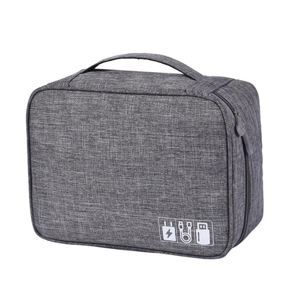 Angoily Polyester Data Cable Storage Bag Tech Bag Organizer for Travel Cable Carrying Case Electronics Accessories Organizer (grey)