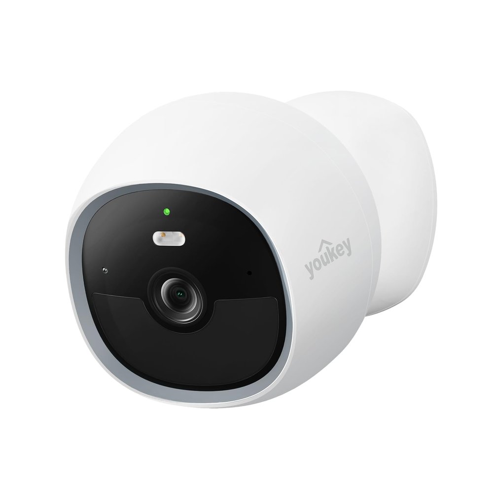 youkey S320 Magnetic Wire-Free Camera 2.5K QHD Security Camera with Dual Band WiFi 6, Built-in 8GB Storage, Color Night Vision, AI Human Pet Detection, IP65, No Monthly Fees