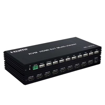Y0S3QZ1 KVM HDMI Quad Splitter Screen Multiviewer 4x1 8X1 4k Multivisor HDMI KVM Quad 4x1 Seamless Segmentacion Switch for USB Keyboard(4X1 KVM 4K60,US Plug)