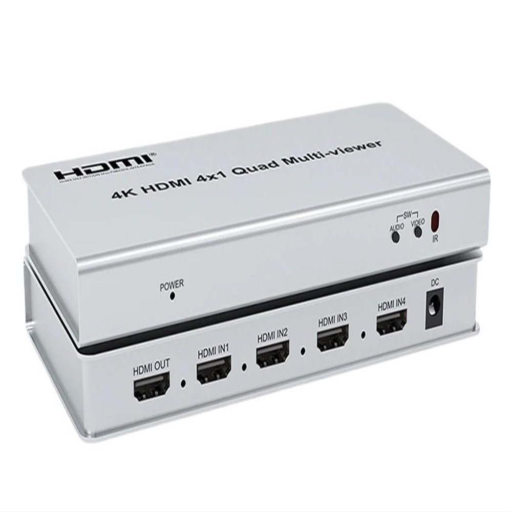 Y0S3QZ1 HDMI 4x1 Multi-viewer switcher 4K Seamless Quad Screen Real Time Multi Viewer Splitter 4 in 1 Out HDMI Switch Adapter with IR(4K30 4x1,AU Plug)