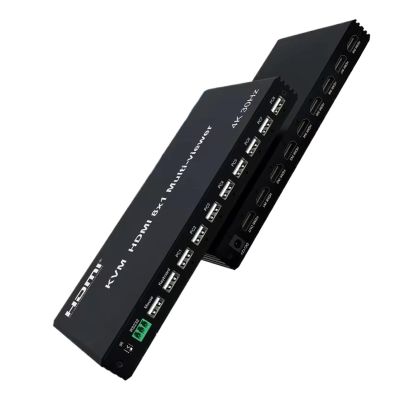 Y0S3QZ1 4K60Hz HDMI-Compatible KVM Multiviewer Switch 8 in 1 Out Quad Screen Multi Viewer HDMI Multi-Viewer Seamless Switcher with IR(4K 60hz 4x1Multi,US Plug)