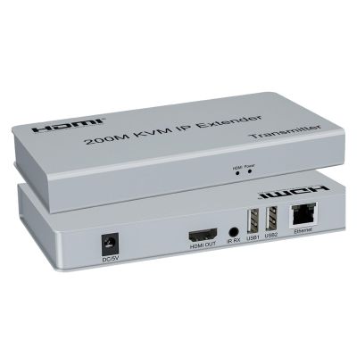 Y0S3QZ1 200M IP HDMI KVM Extender Over Rj45 Ethernet Cat5e/6 Cable 1080P HDMI USB Extender via Network Switch Support USB Mouse Keyboard(with EU Plug)