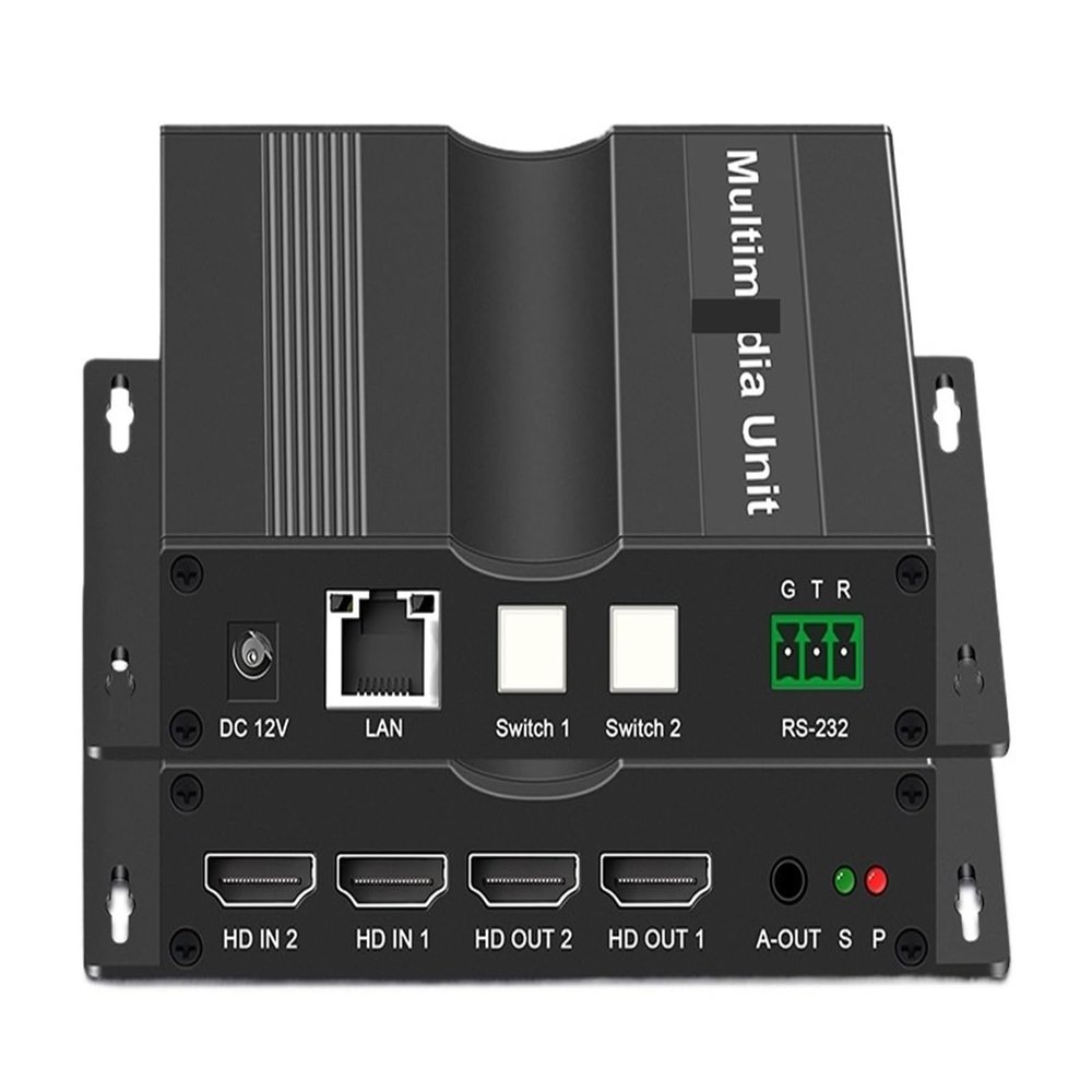 L6AS0F7 Two toTwo HDMI-Compatible to IP Over CAT6 Ethernet with RS232 Switch OSD menu Keys 2 Transmitter to 2 Receiver for PS4 Laptop TV(EU Plug)