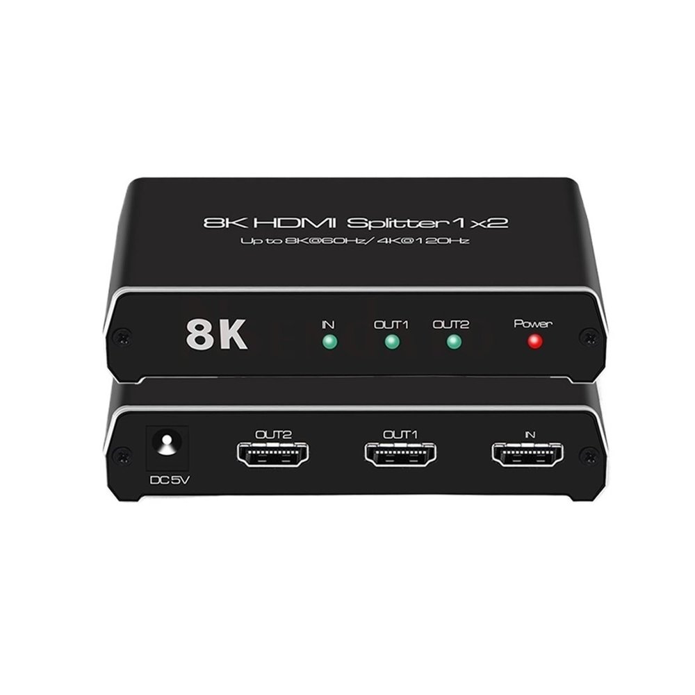 L6AS0F7 8K 60Hz HDR Splitter HDMI 4k 120Hz HDR 1X2 HDMI Switch 1 in 2 Out HDR HDMI 2.1 Splitter Switch Switcher Adapter for PS5/4 HDTV(UK Plug)