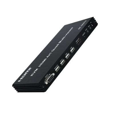 L6AS0F7 4K 60Hz HDMI Multiviewer KVM Switch 4x1 USB Quad Multi-Viewer PIP 90 180 Flip for 4 PCs Share USB Keyboard and Mouse Control(with EU Plug)