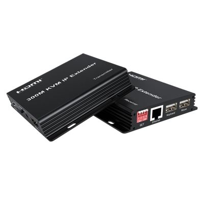 L6AS0F7 300M HDMI KVM IP Extender 1080P 60Hz KVM Over IP Support Network Switch up to 300M Cat5e/6 to HDMI Receiver Keyboard Mouse(with EU Plug)