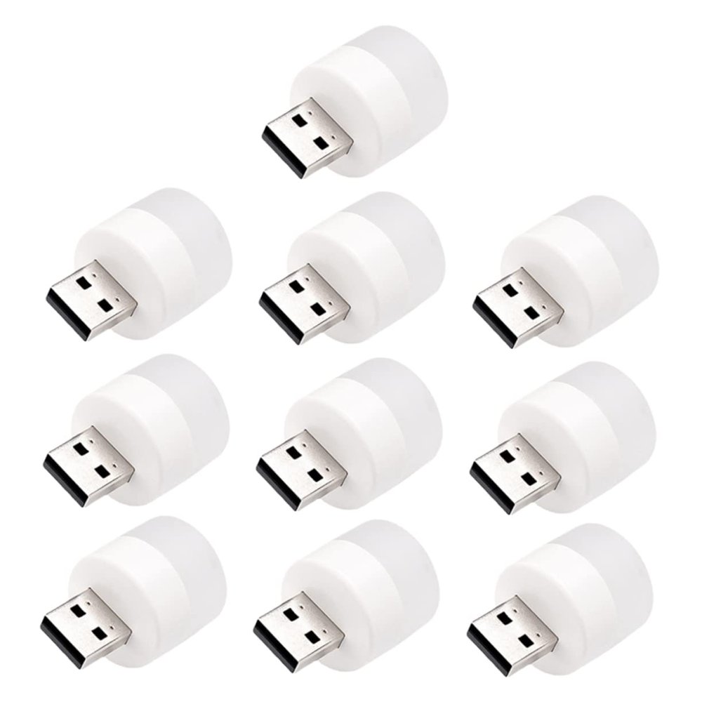 Hoement 10pcs USB Night Light Mini LED Desk Lamp Eye-Care USB Light for Dorm Portable Ambient Lighting for Computer and Car