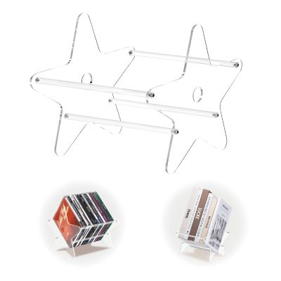 awagas Acrylic Vinyl Record Storage Stand, Clear CD Organizer Vinyl Record Storage Holder CD Tray Holds for Countertop for Single and Gatefold Albums
