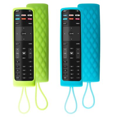 2 Pack Cover for Vizio Remote, Compatible with Vizio Remote Case XRT136 / XRT140 Series Universal Smart TV Control Replacement Silicone Skin Sleeve (Glow Blue + Glow Green)