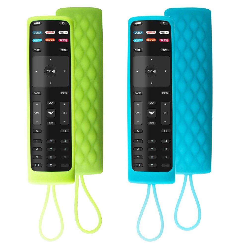 2 Pack Cover for Vizio Remote, Compatible with Vizio Remote Case XRT136 / XRT140 Series Universal Smart TV Control Replacement Silicone Skin Sleeve (Glow Blue + Glow Green)