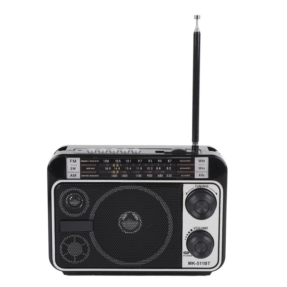 Radios Portable AM FM, Portable Radio with Bluetooth Speaker, Retro Dual Power Supply for Home Outdoor Travel (US Plug)