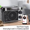 Radios Portable AM FM, Portable Radio with Bluetooth Speaker, Retro Dual Power Supply for Home Outdoor Travel (US Plug) view 3