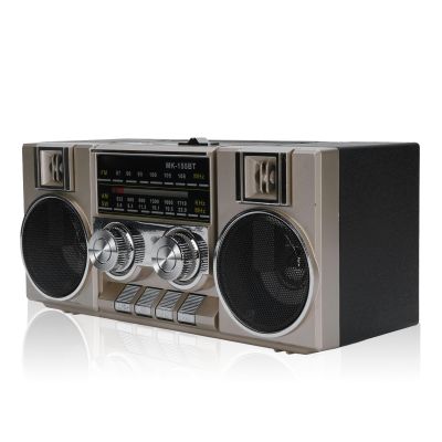 Radios Portable AM FM, Full Band Portable Radio with RGB Bluetooth Speaker, Clear Sound Quality for Garden, Park, Bathroom (Gold)