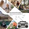 Radios Portable AM FM, Full Band Portable Radio with RGB Bluetooth Speaker, Clear Sound Quality for Garden, Park, Bathroom (Gold) view 2