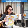 Radios Portable AM FM, Full Band Portable Radio with RGB Bluetooth Speaker, Clear Sound Quality for Garden, Park, Bathroom (Gold) view 3