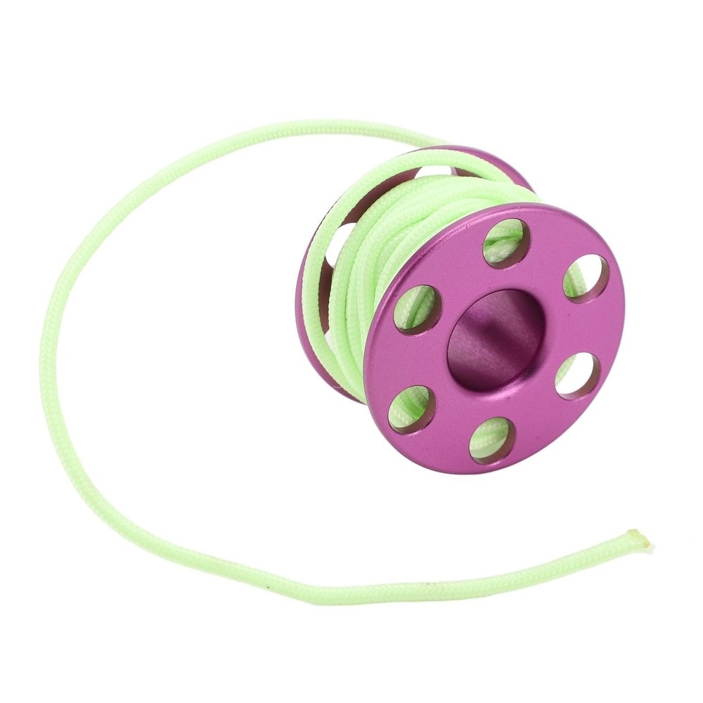 Aluminum Alloy Mini Spool Pendant with Luminous Green Cord - Ideal Sturdy Memento and Present for Scuba Diving Enthusiasts (Purple)