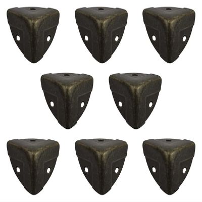 DSWMY Metal Corner Protectors Furniture Corner Fittings Furniture Angle Brace,Edge 8 Pcs Iron Case Corners Corner Protector Trunk AluminumFurniture Small Angle Guard Bronze Tone