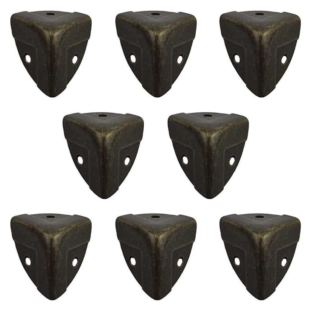 DSWMY Metal Corner Protectors Furniture Corner Fittings Furniture Angle Brace,Edge 8 Pcs Iron Case Corners Corner Protector Trunk AluminumFurniture Small Angle Guard Bronze Tone