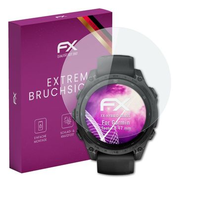 atFoliX Plastic Glass Protective Film compatible with Garmin Tactix 8 47 mm, 9H Hybrid-Glass FX Screen Protector