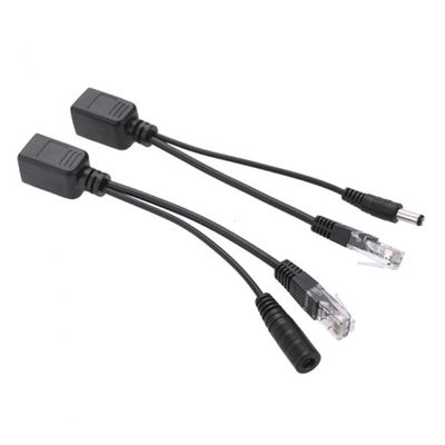 2pcs Poe Splitter Connection Cable Full Cable Adapter Poe Injector Wire Black for WLAN Router IP Camera