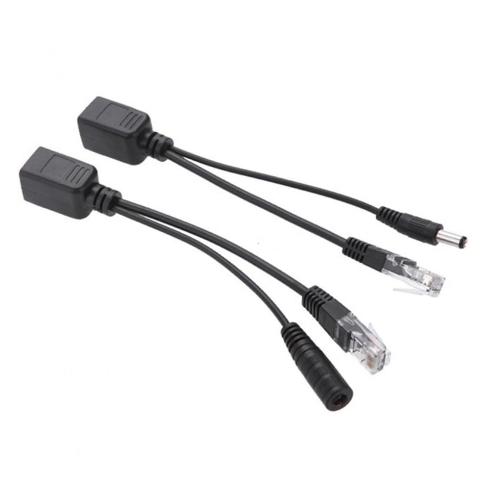 2pcs Poe Splitter Connection Cable Full Cable Adapter Poe Injector Wire Black for WLAN Router IP Camera