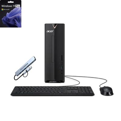 acer Aspire Desktop | 16GB RAM | 1TB Storage (512GB SSD+512GB Docking Station Set | Windows 11 Pro with Microsoft Office Trial | Dual-Core Intel Celeron | Keyboard & Mouse | Wi-Fi | Black