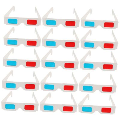 Mikikit 60pcs Cardboard Glasses Set Anaglyph Glasses Red Blue Lenses for Movies