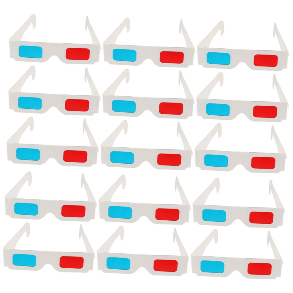 Mikikit 60pcs Cardboard Glasses Set Anaglyph Glasses Red Blue Lenses for Movies