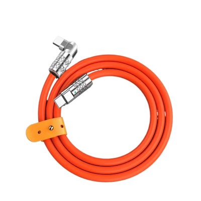 120W 6A Super Fast Type C Cable USB C to C Quick Silicone Data Cable Type C Interface 180Rotatable Cord(Orange 2,1.5m)