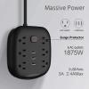 JSEIAJB Power Board Surge Protector 6 Sockets 3 with Switch Control and Flat Plug Extension Cable Compact(D) view 4