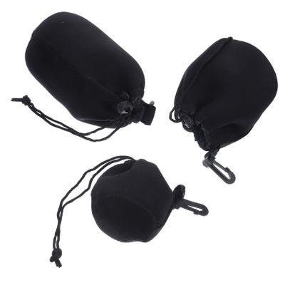 3pcs Camera Lens Storage Bag Neoprene Drawstring Pouch Padded Lens Case Water Resistant and Scratchproof for Outdoor Use