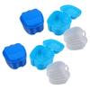 FOYTOKI 4pcs Portable Denture Case Breathable Denture Bath Container with Strainer Lightweight Retainer Box for Travel and Home Use Light Blue view 1