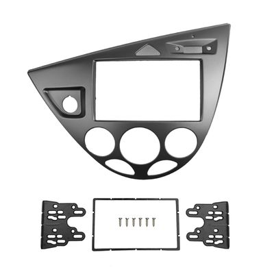 HDKENF Car Radio Fascia Panel Apply Double 2 Din Stereo Panel/Fit for Ford Focus Fiesta Fascia Radio DVD Frame CD GPS Bezel Refitting Dash Installation Trim Kit Car Radio Cover(LHD Silver)