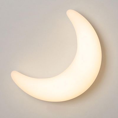 LED Dimming Wall Sconce for Kids Bedroom - Nordic Minimalist White Moon Wall Light | Mid Century Modern Creative Wall Mount Lamp for Nursery and Kindergarten