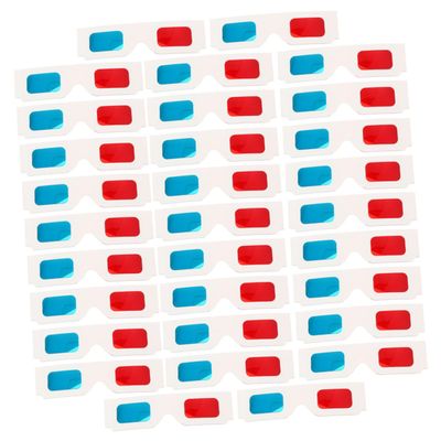 HOMSFOU 60pcs Red Blue Anaglyph Paper Glasses Theater Glasses for Movies Lightweight Portable