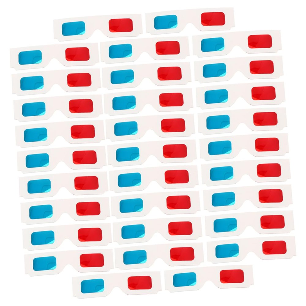 HOMSFOU 60pcs Red Blue Anaglyph Paper Glasses Theater Glasses for Movies Lightweight Portable