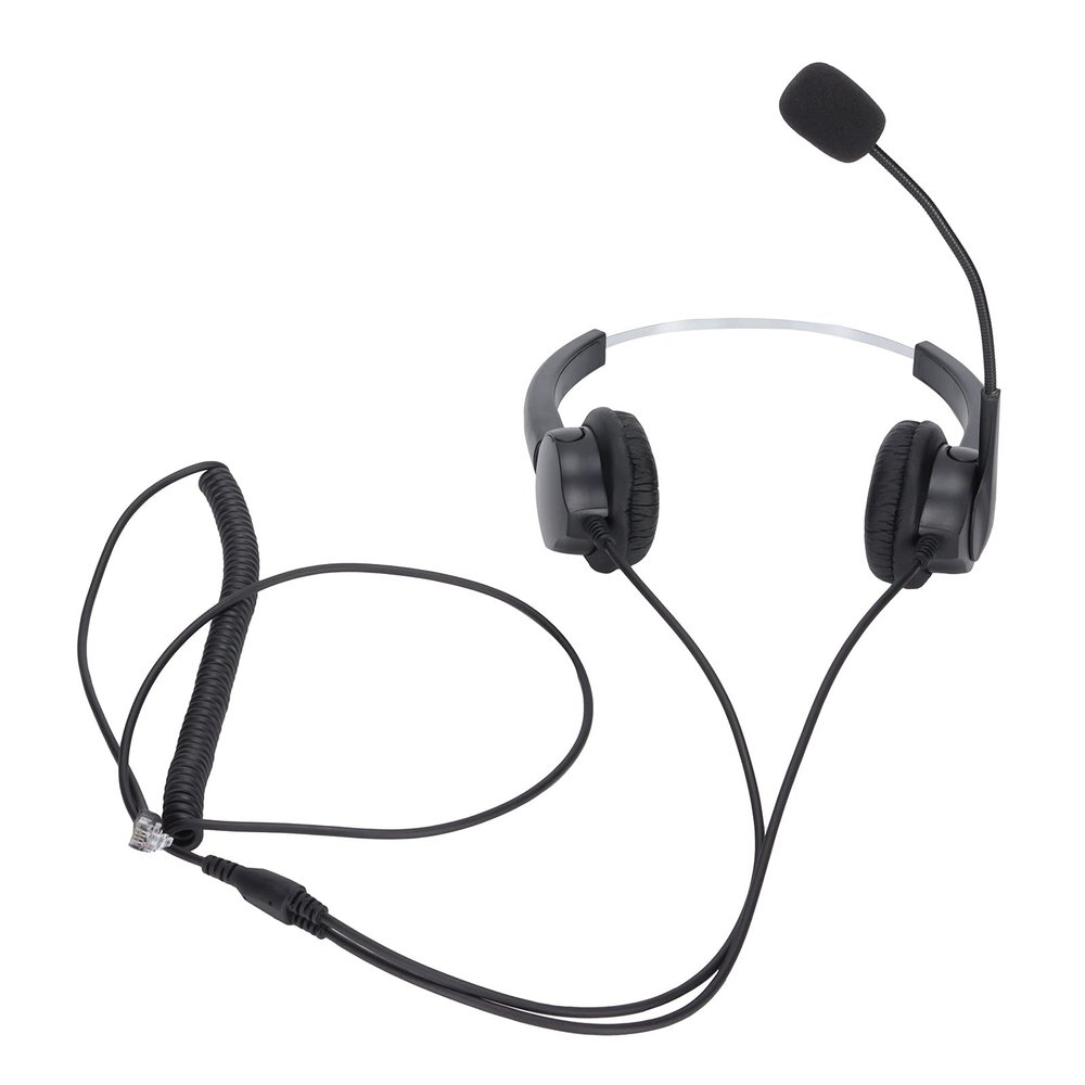 NutriEss Binaural Professional Wired Headset VH530DRJ9 OmniDirectional Microphone Business Office Telephone Call Center Corded Headset for Customer Service (VH530D-RJ9 (Bino Ears))