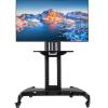 Mobile TV Stand, Rolling TV Stand with Wheels for 32-75 Inch LED/LCD Flat/Curved Screen TVs Holds up to 132 lbs, Height Adjustable Portable Mobile TV Cart on Wheels, Black view 1
