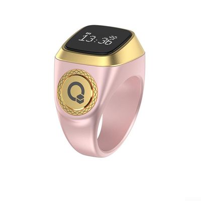 VersaGenius IQ-ibla Smart for ZIKR Ring Prayer Ring Smart Counter Smart Ring Prayer Time Vibration Display Digital Azan Alarm Clock for Most People(18mm Pink)