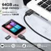 1.8 inch HiFi Portable Music Player, Equipped with Bluetooth 64GB Sport MP3 Player, FM Radio, Recording, E-Book, Supports 512GB TF Card, Pink view 4
