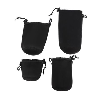 OSALADI 4pcs Camera Lens Pouch Hard Case Hooks Drawstring Scratch for Dslr Lenses Photography Enthusiasts